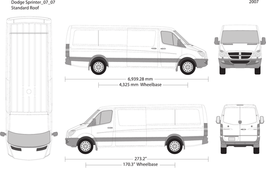 2007 Dodge Sprinter vector wrap template V07, Design-Ready PDF - GravBase