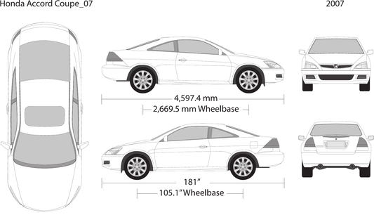 2007 Honda Accord Coupe vector wrap template, Design-Ready PDF - GravBase