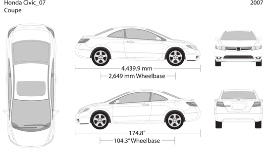 2007 Honda Civic Coupe vector wrap template, Design-Ready PDF - GravBase