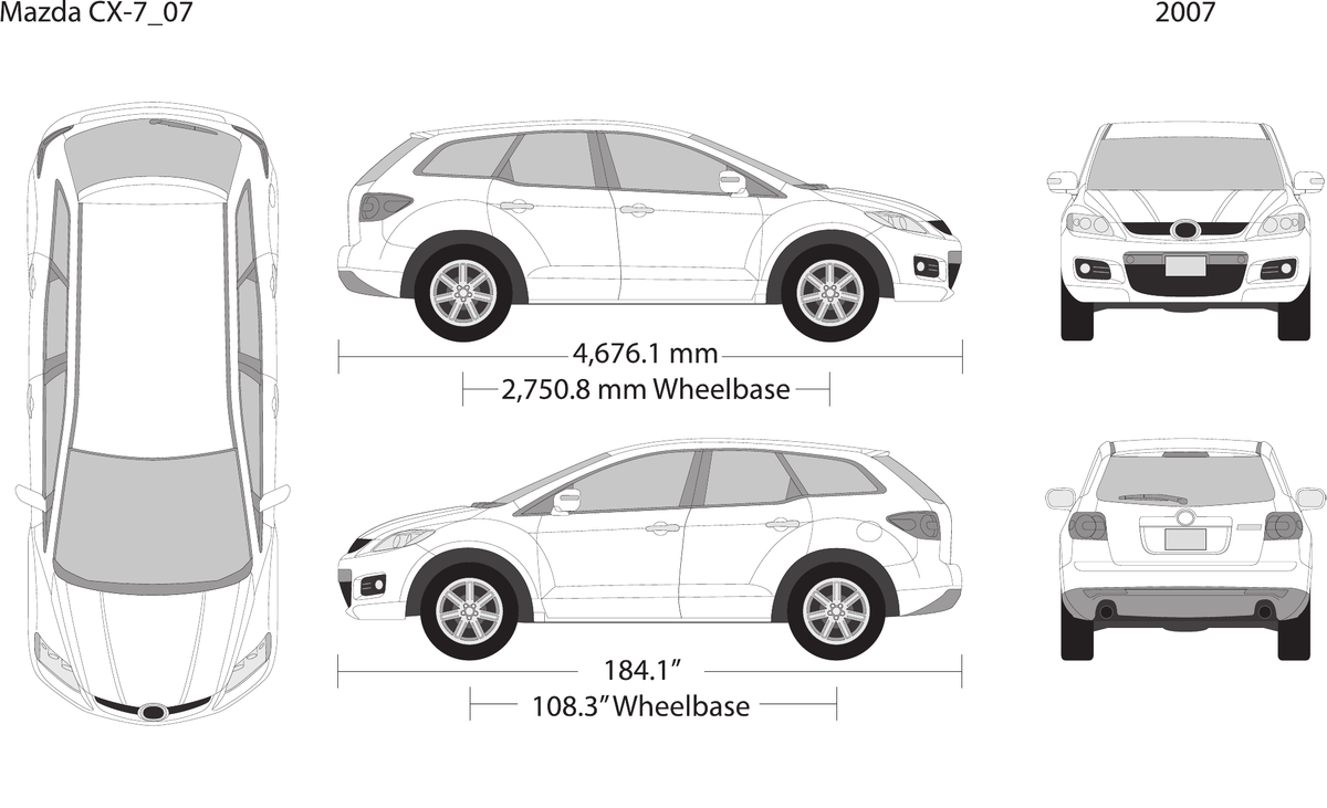 2007 Mazda CX-7 vector wrap template, Design-Ready PDF - GravBase