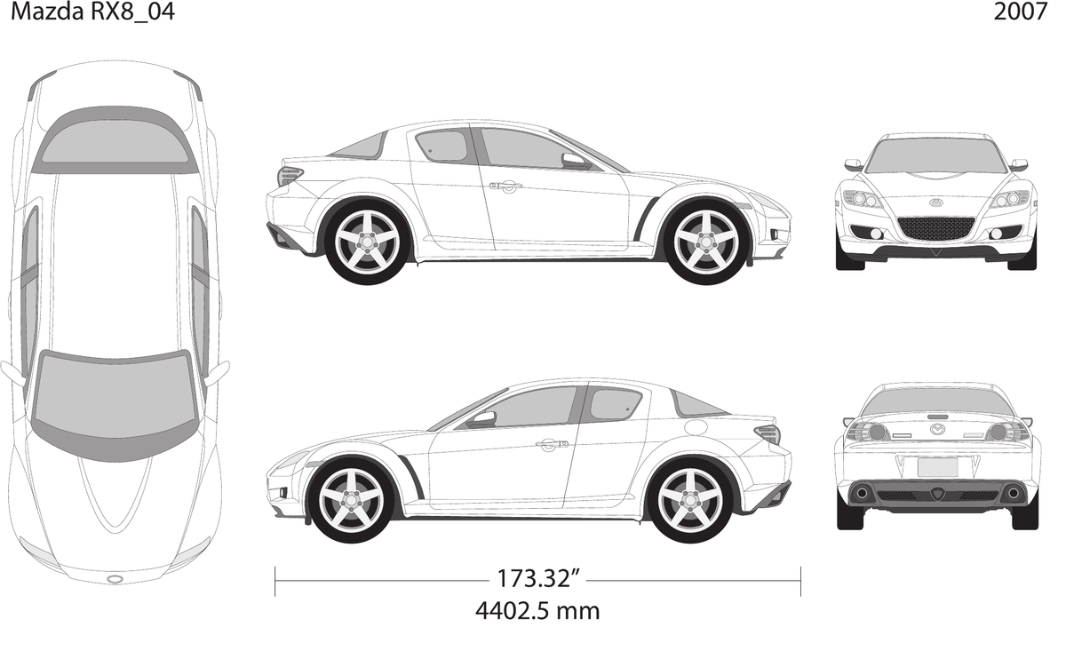 2007 Mazda RX8 vector wrap template, Design-Ready PDF - GravBase