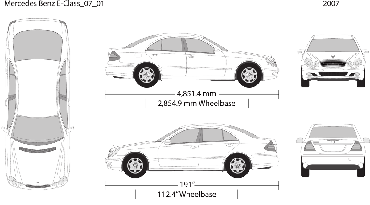 2007 Mercedes E-Class vector wrap template V01, Design-Ready PDF - GravBase