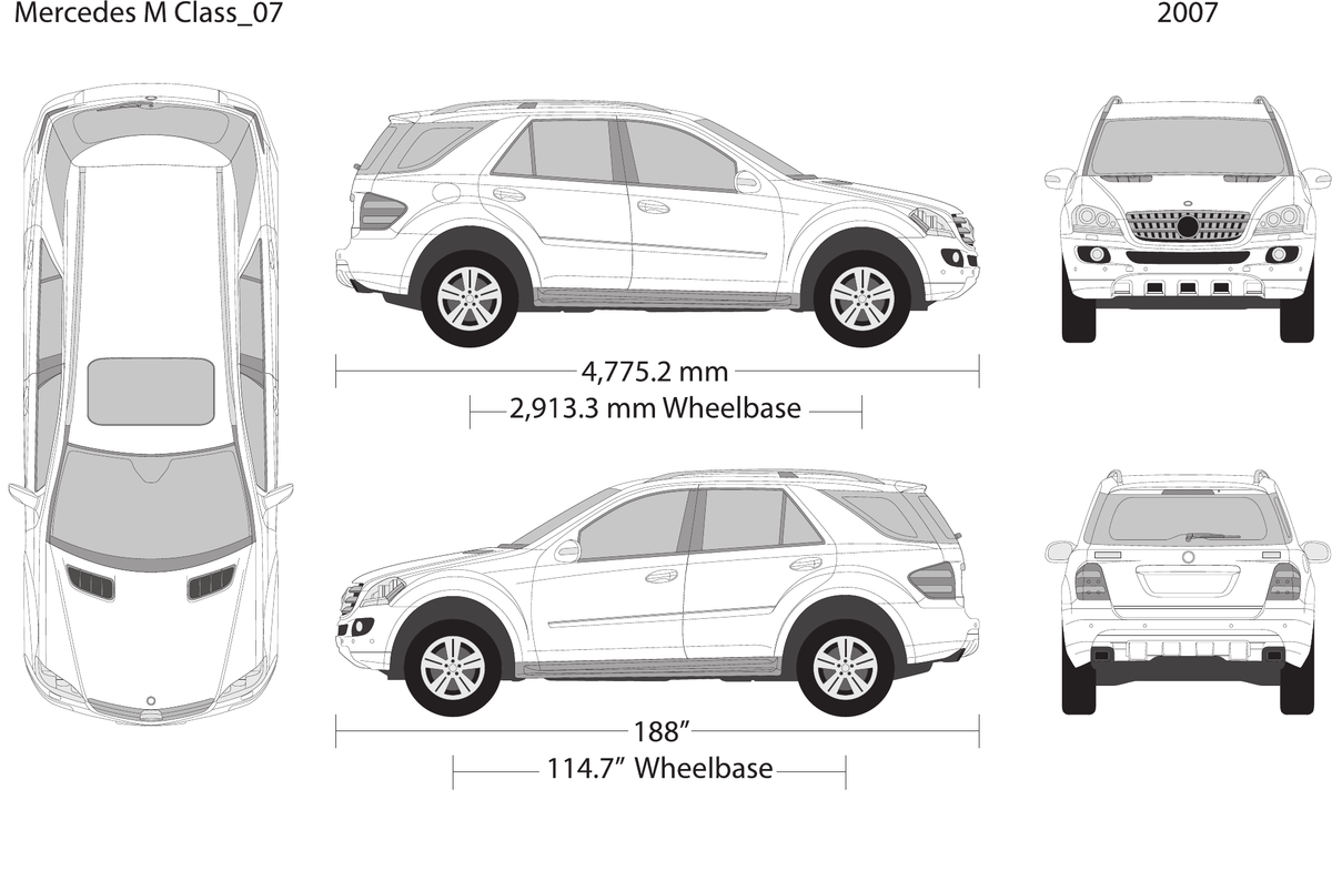 2007 Mercedes M-Class vector wrap template, Design-Ready PDF - GravBase