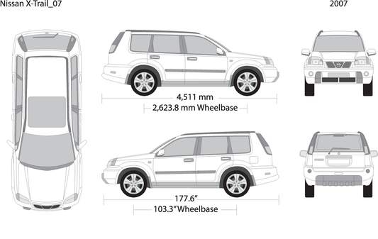 2007 Nissan X Trail V07 Vehicle Wrap Template