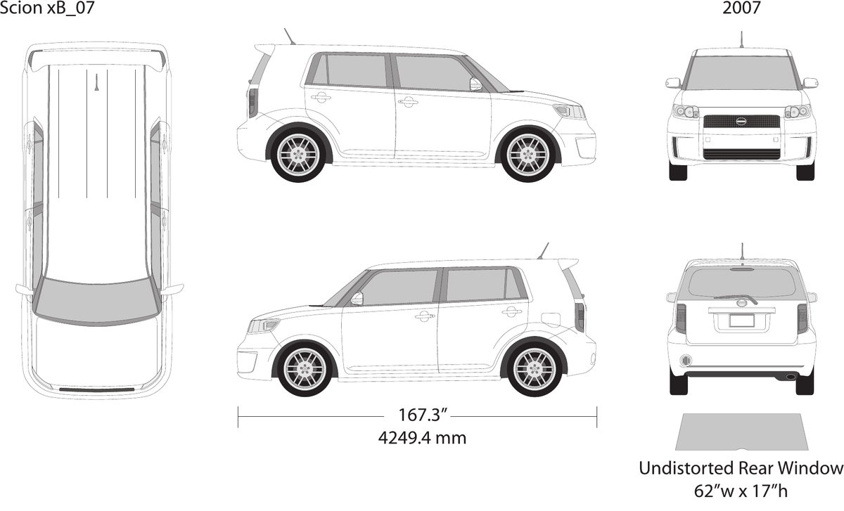 2007 Scion Xb vector wrap template, Design-Ready PDF - GravBase