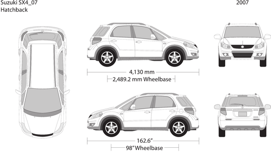 2007 Suzuki SX4 vector wrap template, Design-Ready PDF - GravBase