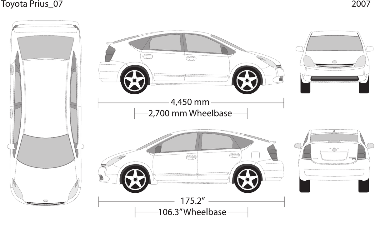 2007 Toyota Prius vector wrap template, Design-Ready PDF - GravBase