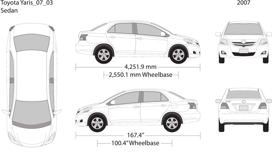 2007 Toyota Yaris Vector Wrap Template - GravBase
