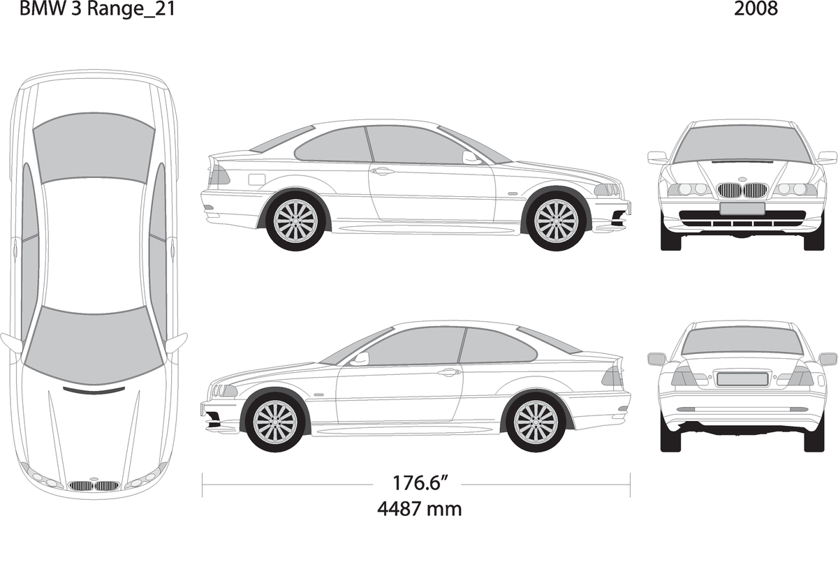 2008 Bmw 3 V21 Vehicle Wrap Template