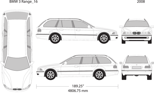 2008 BMW 5 vector wrap template V16, Design-Ready PDF - GravBase