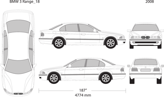 2008 BMW 5 vector wrap template V18, Design-Ready PDF - GravBase