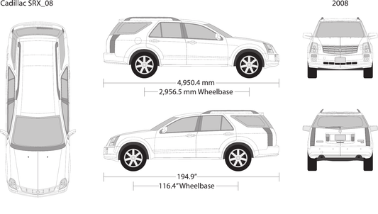 2008 Cadillac SRX vector wrap template, Design-Ready PDF - GravBase
