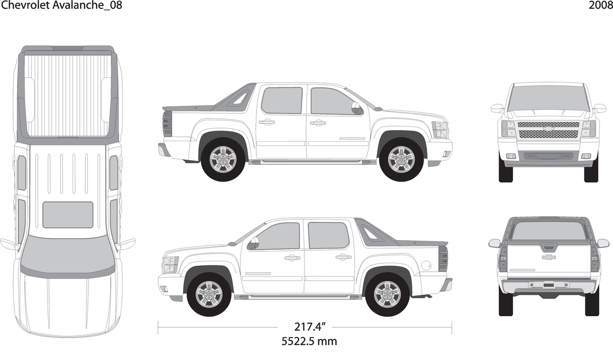 2008 Chevy Avalanche V01 Vehicle Wrap Template