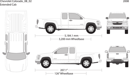 2008 Chevy Colorado Vector Wrap Template - GravBase