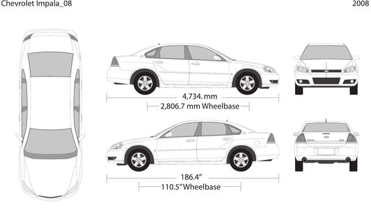 2008 Chevy Impala vector wrap template, Design-Ready PDF - GravBase