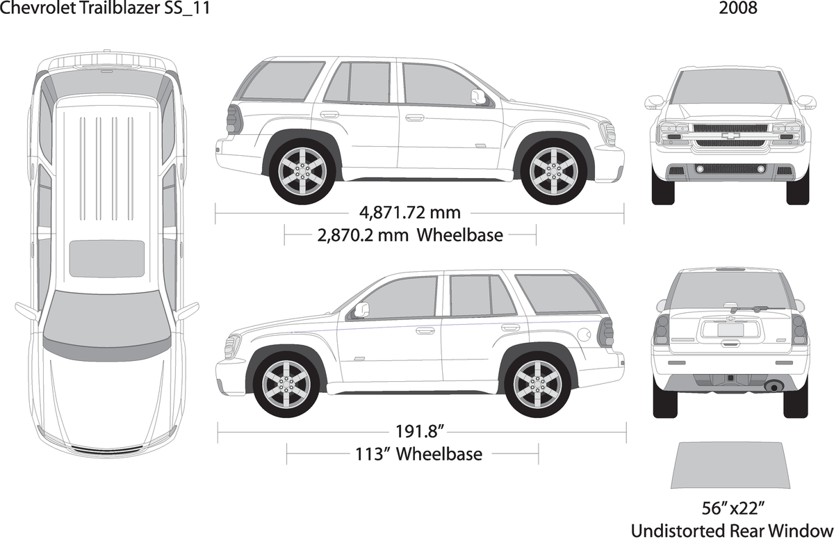 2008 Chevy Trailblazer V11 Vehicle Wrap Template