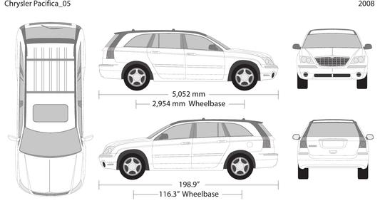 2008 Chrysler Pacifica vector wrap template, Design-Ready PDF - GravBase