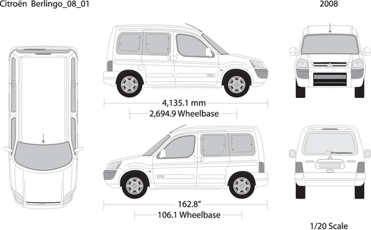 2008 Citroen Berlingo V01 Vehicle Wrap Template