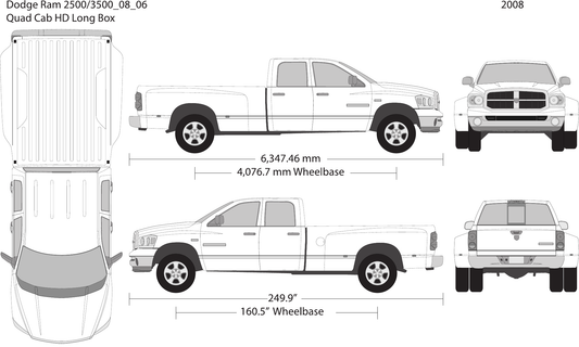 2008 Dodge Ram 2500_3500 vector wrap template V06, Design-Ready PDF - GravBase