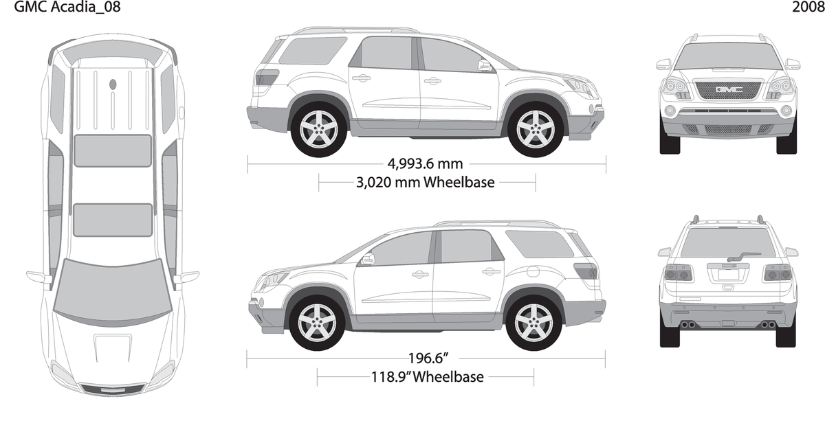 2008 Gmc Acadia V08 Vehicle Wrap Template