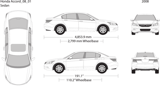 2008 Honda Accord Sedan Vector Wrap Template - GravBase