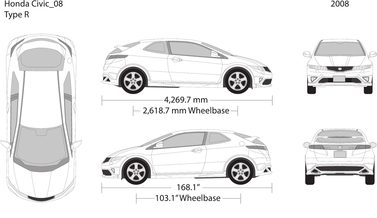 2008 Honda Civic Hatchback vector wrap template, Design-Ready PDF - GravBase