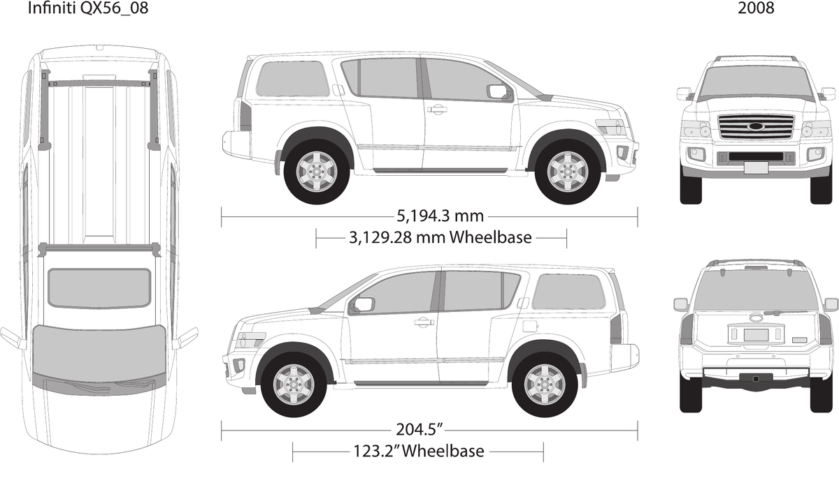 2008 Infiniti QX56 vector wrap template, Design-Ready PDF - GravBase