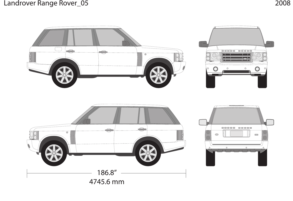 2008 Land Rover Range Rover vector wrap template, Design-Ready PDF - GravBase