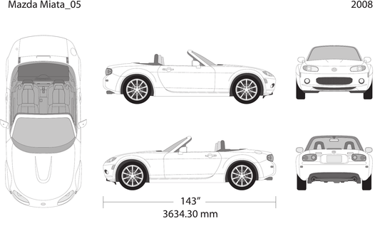 2008 Mazda Miata vector wrap template, Design-Ready PDF - GravBase