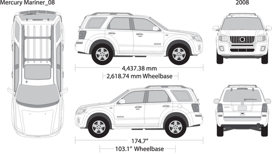 2008 Mercury Mariner V08 Vehicle Wrap Template