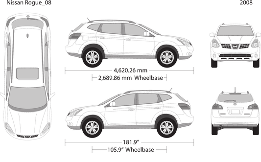 2008 Nissan Rogue Vector Wrap Template - GravBase
