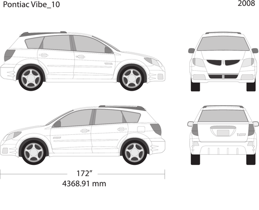 2008 Pontiac Vibe vector wrap template V10, Design-Ready PDF - GravBase