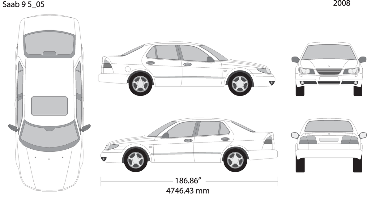 2008 Saab 9 5 V05 Vehicle Wrap Template