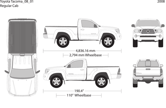 2008 Toyota Tacoma Vector Wrap Template - GravBase
