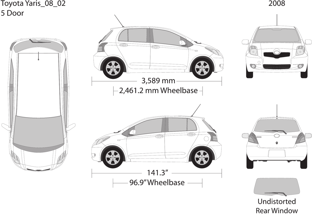 2008 Toyota Yaris Vector Wrap Template - GravBase