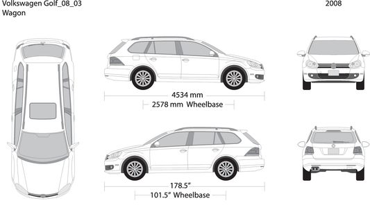 2008 Volkswagen Golf V03 Vehicle Wrap Template