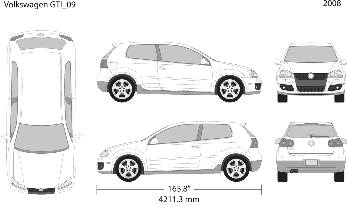 2008 Volkswagen GTI vector wrap template V09, Design-Ready PDF - GravBase
