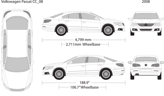 2008 Volkswagen Passat CC vector wrap template, Design-Ready PDF - GravBase