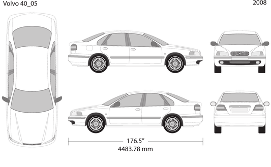 2008 Volvo 40 vector wrap template V05, Design-Ready PDF - GravBase