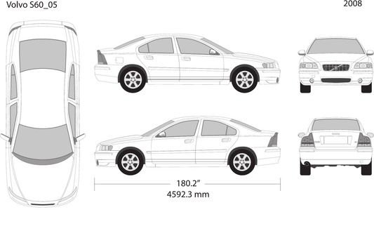 2008 Volvo S60 vector wrap template, Design-Ready PDF - GravBase