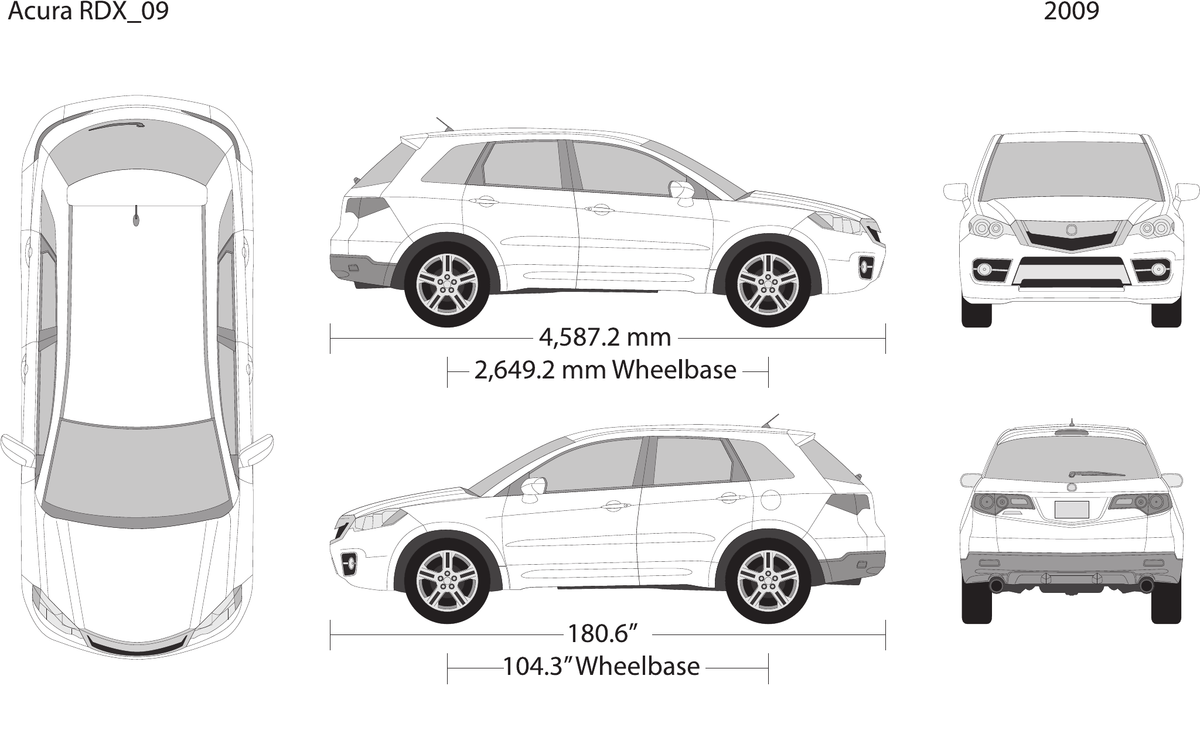 2009 Acura RDX vector wrap template, Design-Ready PDF - GravBase