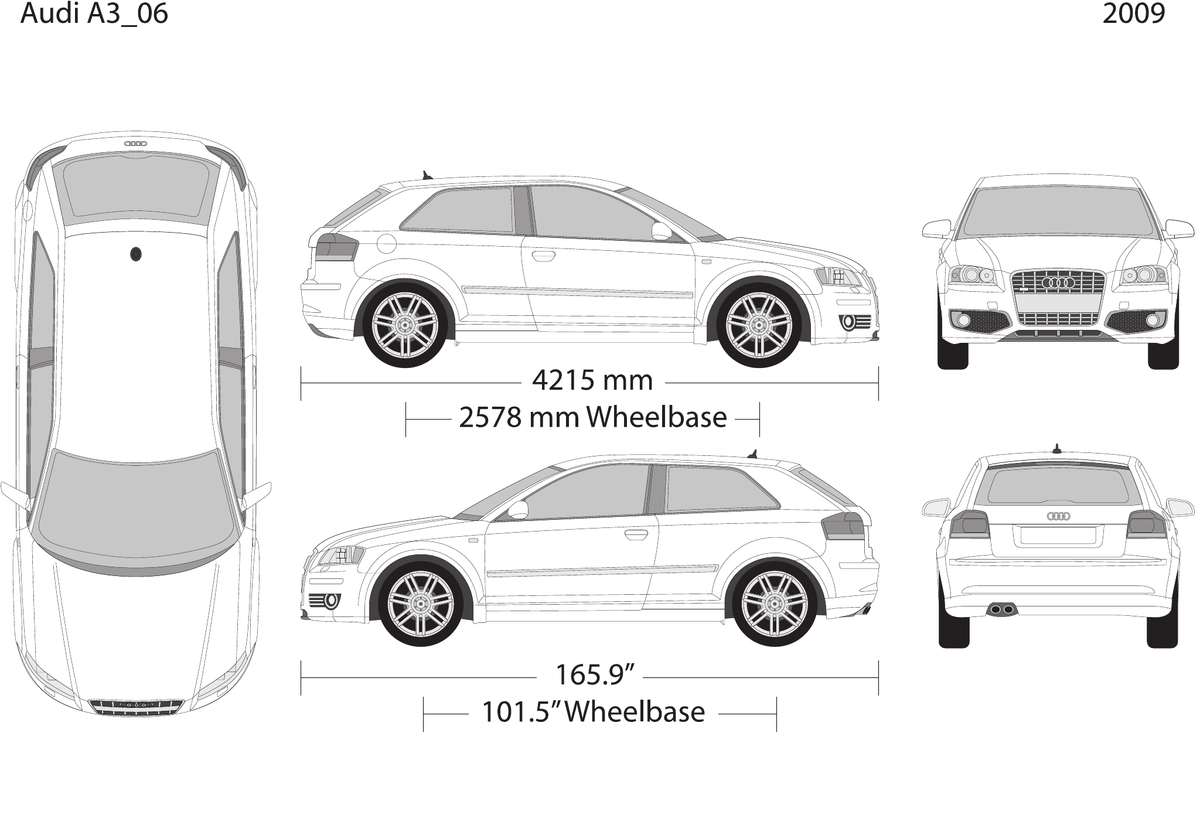 2009 Audi A3 vector wrap template, Design-Ready PDF - GravBase