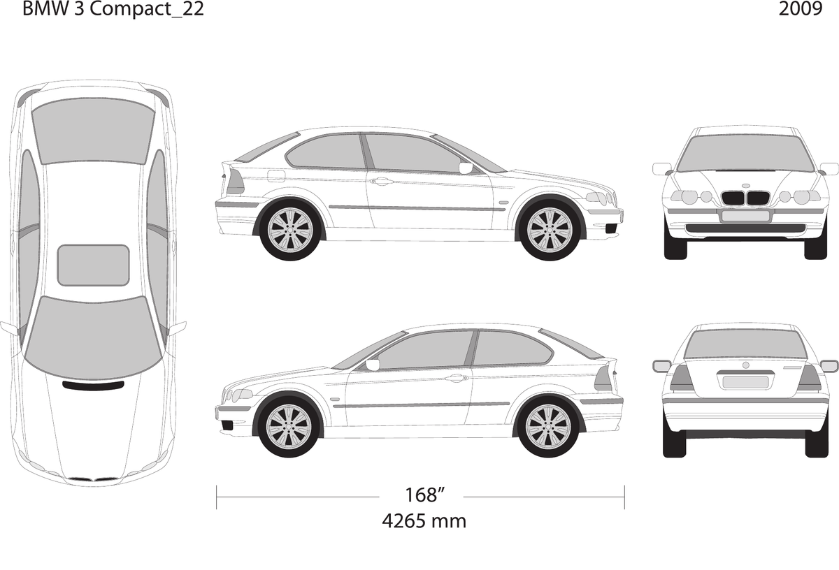 2009 BMW 3 vector wrap template V22, Design-Ready PDF - GravBase
