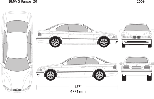 2009 BMW 5 vector wrap template V20, Design-Ready PDF - GravBase
