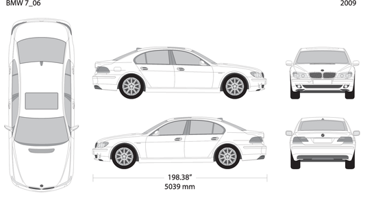 2009 Bmw 7 V06 Vehicle Wrap Template