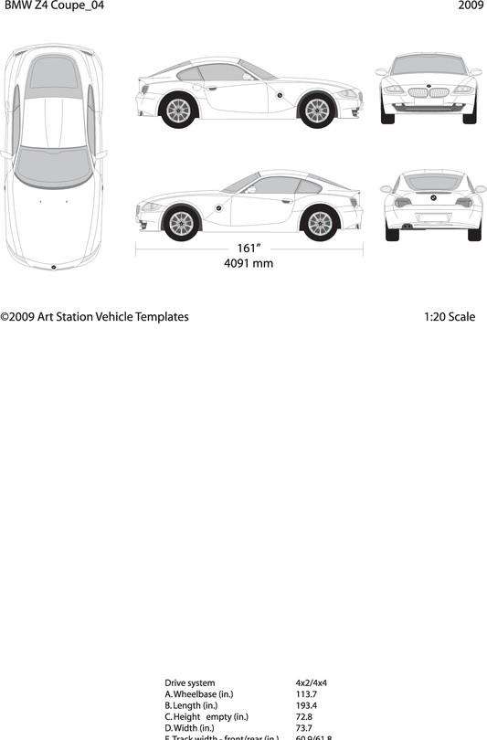 2009 Bmw Z4 V04 Vehicle Wrap Template