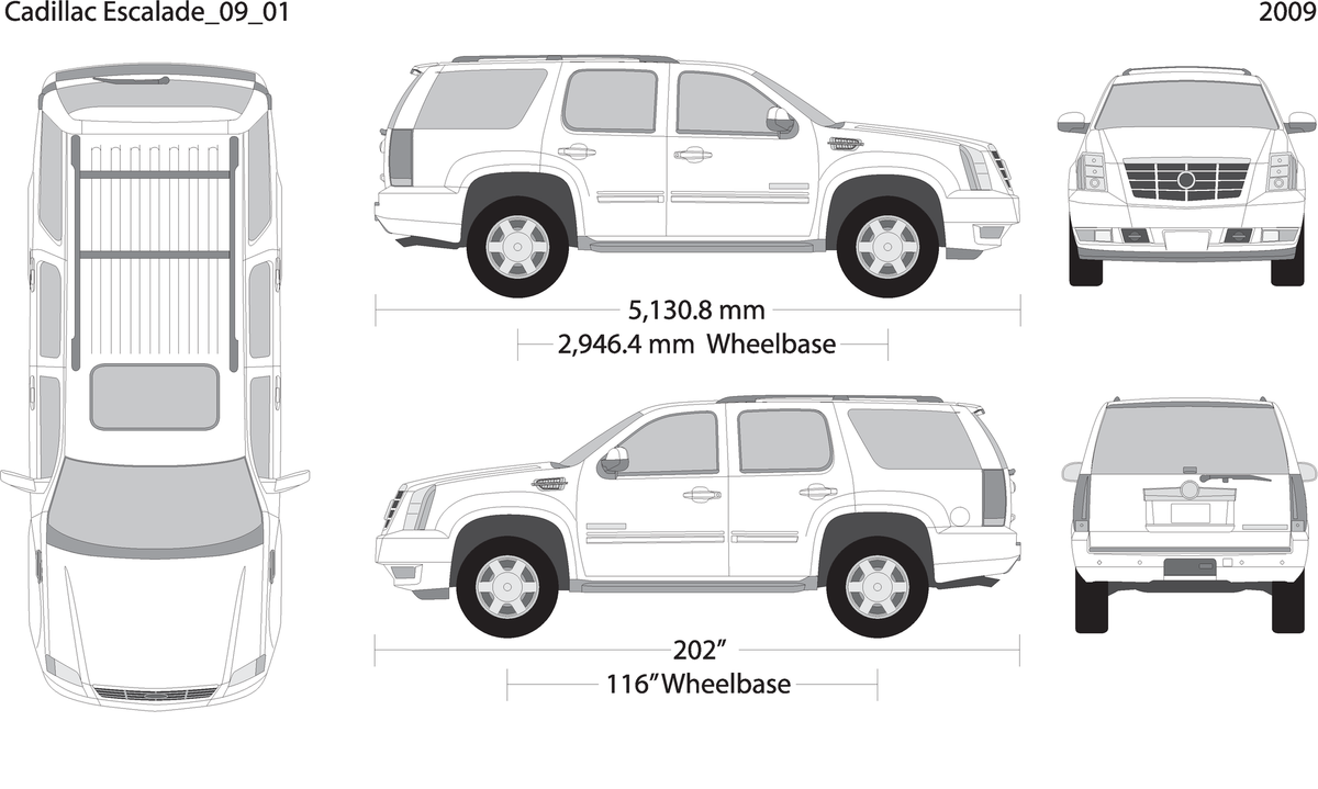 2009 Cadillac Escalade V01 Vehicle Wrap Template