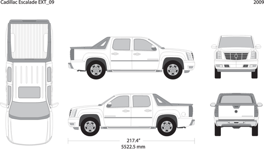2009 Cadillac Pick Ups Escalade Ext V09 Vehicle Wrap Template