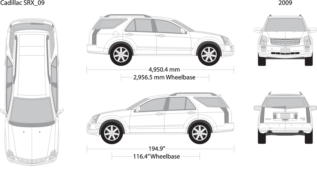 2009 Cadillac Srx V09 Vehicle Wrap Template