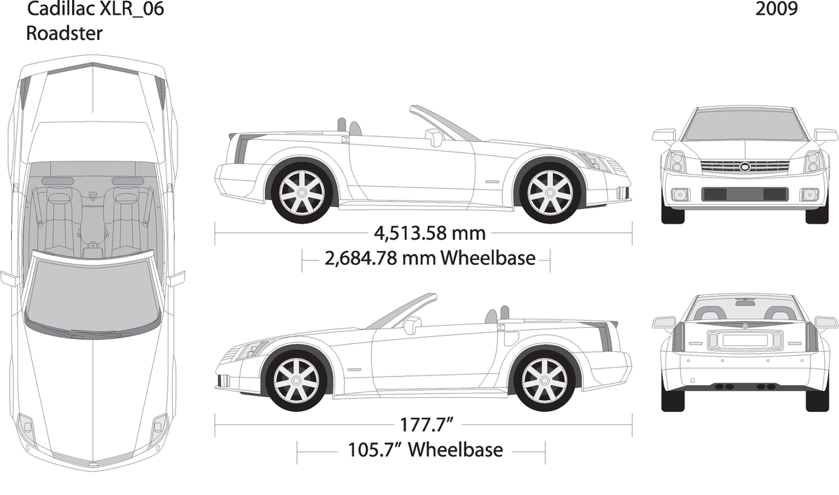 2009 Cadillac Xlr Roadster V06 Vehicle Wrap Template